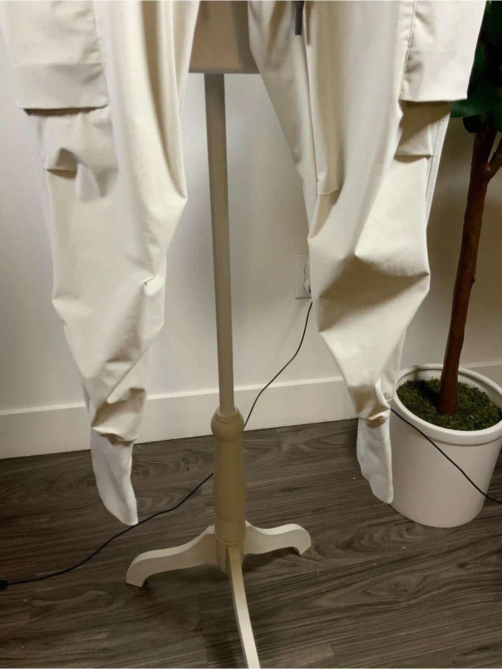 ASRV Cream Cargo Joggers with Black Accents